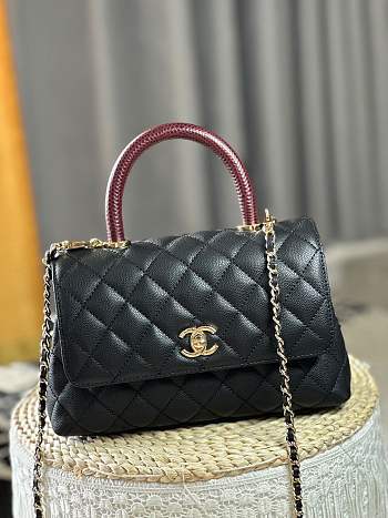 Fortok Chanel Coco Grained Calfskin with Handle Black 24 x 10 x 14cm