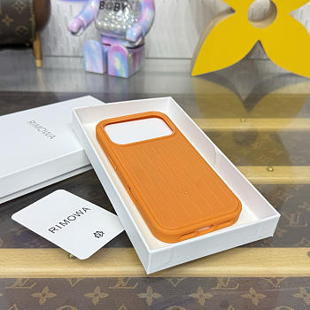 Fortok RIMOWA iPhone 17 Pro case Orange Aluminum
