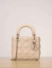 Fortok Dior Mini Lady Dior Light Ivory Cannage Lambskin 17x15x7cm - 4