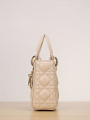 Fortok Dior Mini Lady Dior Light Ivory Cannage Lambskin 17x15x7cm - 5