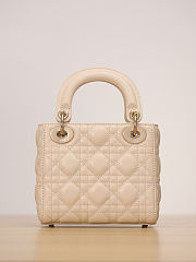 Fortok Dior Mini Lady Dior Light Ivory Cannage Lambskin 17x15x7cm - 3