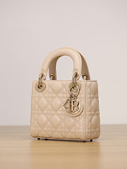 Fortok Dior Mini Lady Dior Light Ivory Cannage Lambskin 17x15x7cm - 2