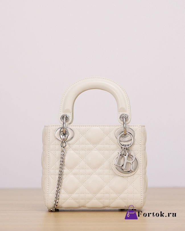 Fortok Dior Mini Lady Dior Latte Cannage Lambskin 17x15x7cm - 1
