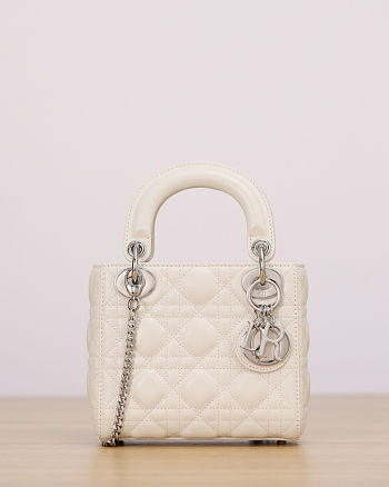 Fortok Dior Mini Lady Dior Latte Cannage Lambskin 17x15x7cm