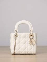 Fortok Dior Mini Lady Dior Latte Cannage Lambskin Light Gold 17x15x7cm - 1