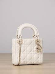 Fortok Dior Mini Lady Dior Latte Cannage Lambskin Light Gold 17x15x7cm - 4
