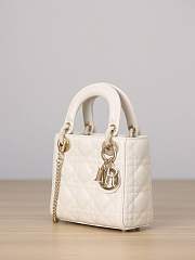 Fortok Dior Mini Lady Dior Latte Cannage Lambskin Light Gold 17x15x7cm - 3
