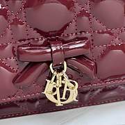 Fortok Dior My Dior Mini Bag Hermitage Red Patent Cannage Lambskin 21 x 11.5 x 4.5cm - 6