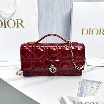 Fortok Dior My Dior Mini Bag Cherry Red Patent Cannage Calfskin 21 x 11.5 x 4.5cm