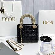 Fortok Dior Mini Lady Dior Crystal-embellished handle Black 17 x 15 x 7cm - 2