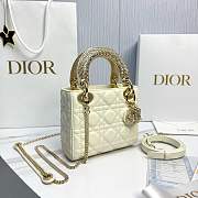 Fortok Dior Mini Lady Dior Crystal-embellished handle White 17 x 15 x 7cm - 3