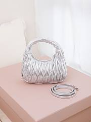 Fortok Miu Miu Wander matelassé nappa leather hobo bag Silver 20*17*6cm - 5