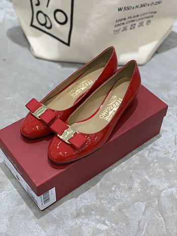 Fortok Salvatore Ferragamo Varina Ballet FLats 3.5cm Patent Leather Red