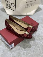 Fortok Salvatore Ferragamo Varina Ballet FLats 3.5cm Patent Leather Burgundy - 1