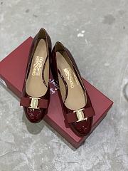 Fortok Salvatore Ferragamo Varina Ballet FLats 3.5cm Patent Leather Burgundy - 4