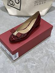 Fortok Salvatore Ferragamo Varina Ballet FLats 3.5cm Patent Leather Burgundy - 3