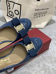 Fortok Salvatore Ferragamo Varina Ballet FLats 3.5cm Patent Leather Blue - 4