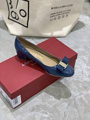 Fortok Salvatore Ferragamo Varina Ballet FLats 3.5cm Patent Leather Blue - 5
