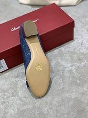 Fortok Salvatore Ferragamo Varina Ballet FLats 3.5cm Patent Leather Blue - 6