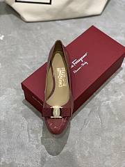 Fortok Salvatore Ferragamo Varina Ballet FLats 3.5cm Patent Leather Light Burgundy - 6