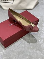 Fortok Salvatore Ferragamo Varina Ballet FLats 3.5cm Patent Leather Light Burgundy - 4