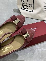 Fortok Salvatore Ferragamo Varina Ballet FLats 3.5cm Patent Leather Light Burgundy - 3