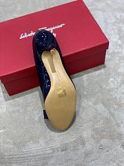 Fortok Salvatore Ferragamo Varina Ballet Heels 7cm Patent Leather Navy Blue - 4