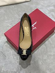 Fortok Salvatore Ferragamo Varina Ballet Heels 7cm Patent Leather Black - 6
