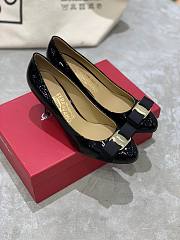 Fortok Salvatore Ferragamo Varina Ballet Heels 7cm Patent Leather Black - 5