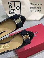 Fortok Salvatore Ferragamo Varina Ballet Heels 7cm Patent Leather Black - 3