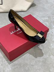 Fortok Salvatore Ferragamo Varina Ballet Heels 7cm Patent Leather Black - 2