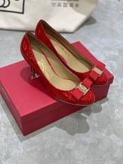 Fortok Salvatore Ferragamo Varina Ballet Heels 7cm Patent Leather Red - 1