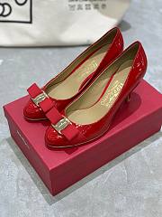 Fortok Salvatore Ferragamo Varina Ballet Heels 7cm Patent Leather Red - 6