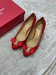 Fortok Salvatore Ferragamo Varina Ballet Heels 7cm Patent Leather Red - 5