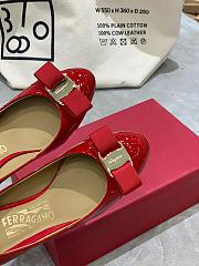Fortok Salvatore Ferragamo Varina Ballet Heels 7cm Patent Leather Red - 3