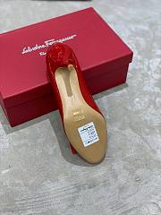 Fortok Salvatore Ferragamo Varina Ballet Heels 7cm Patent Leather Red - 2