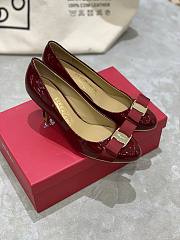 Fortok Salvatore Ferragamo Varina Ballet Heels 7cm Patent Leather Burgundy - 1
