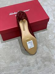 Fortok Salvatore Ferragamo Varina Ballet Heels 7cm Patent Leather Burgundy - 6