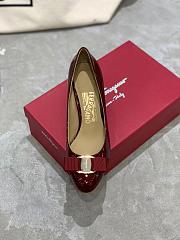 Fortok Salvatore Ferragamo Varina Ballet Heels 7cm Patent Leather Burgundy - 3