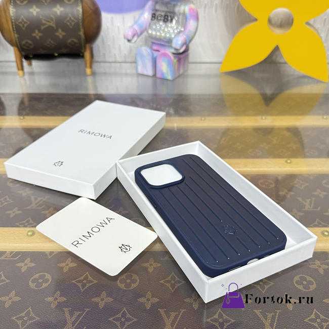 Fortok RIMOWA iPhone 15 Pro Max case Navy Blue Aluminum - 1