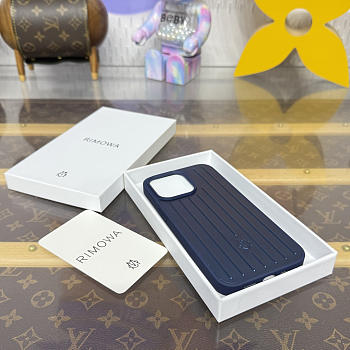 Fortok RIMOWA iPhone 15 Pro Max case Navy Blue Aluminum