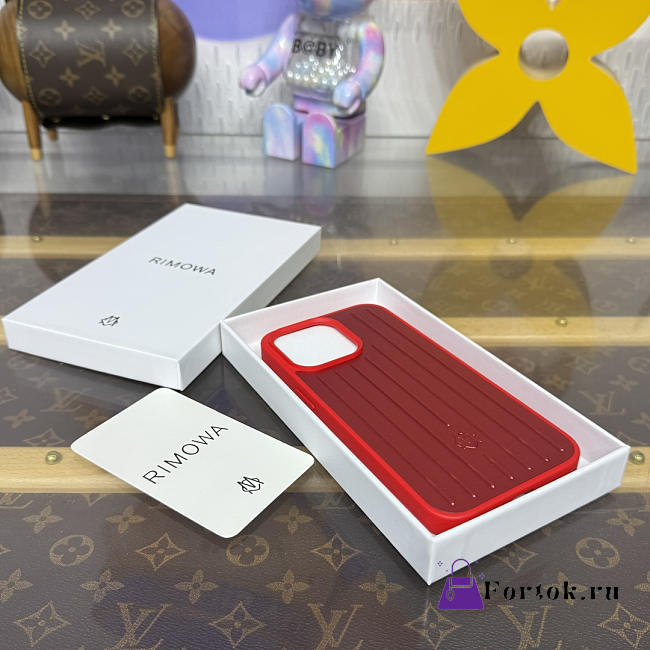 Fortok RIMOWA iPhone 15 Pro Max case Red Aluminum - 1