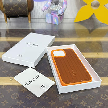 Fortok RIMOWA iPhone 15 Pro Max case Orange Aluminum