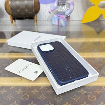 Fortok RIMOWA iPhone 16 Pro Max case Navy Blue Aluminum