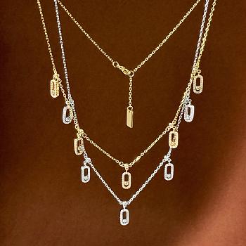 Fortok Messika Move Uno Pavé drop pendant Necklace Silver / Gold