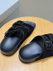 Fortok Balenciaga Black Suede Double-Buckle Slide Sandals  - 6