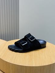 Fortok Balenciaga Black Suede Double-Buckle Slide Sandals  - 4