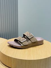 Fortok Balenciaga Brown Suede Double-Buckle Slide Sandals  - 2