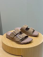 Fortok Balenciaga Brown Suede Double-Buckle Slide Sandals  - 5