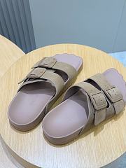 Fortok Balenciaga Brown Suede Double-Buckle Slide Sandals  - 3